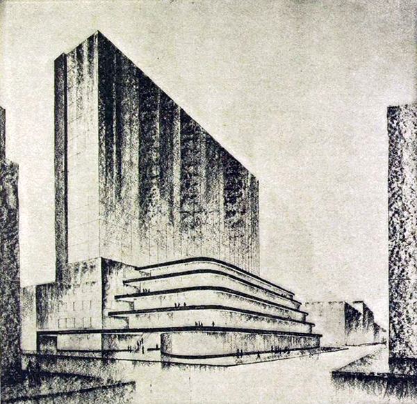 K&aacute;lm&aacute;n Lengyel, Entwurf f&uuml;r ein Waren-Hochhaus (1928)